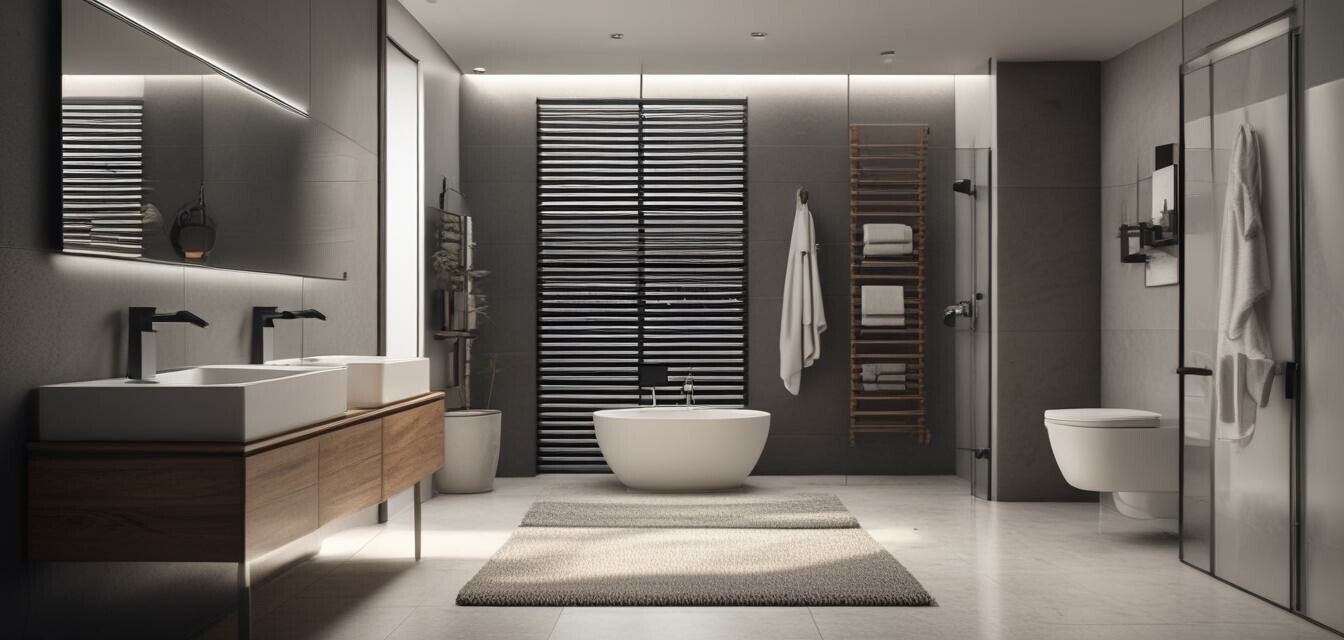 Modern Bathroom with Body Dryer and Towels