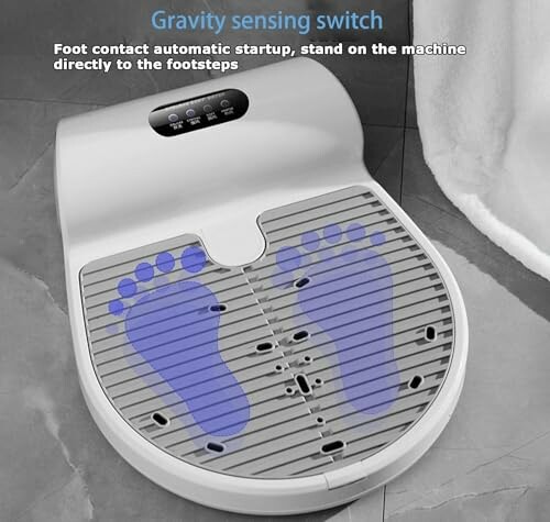 Gravity sensing foot massager with foot contact automatic startup.